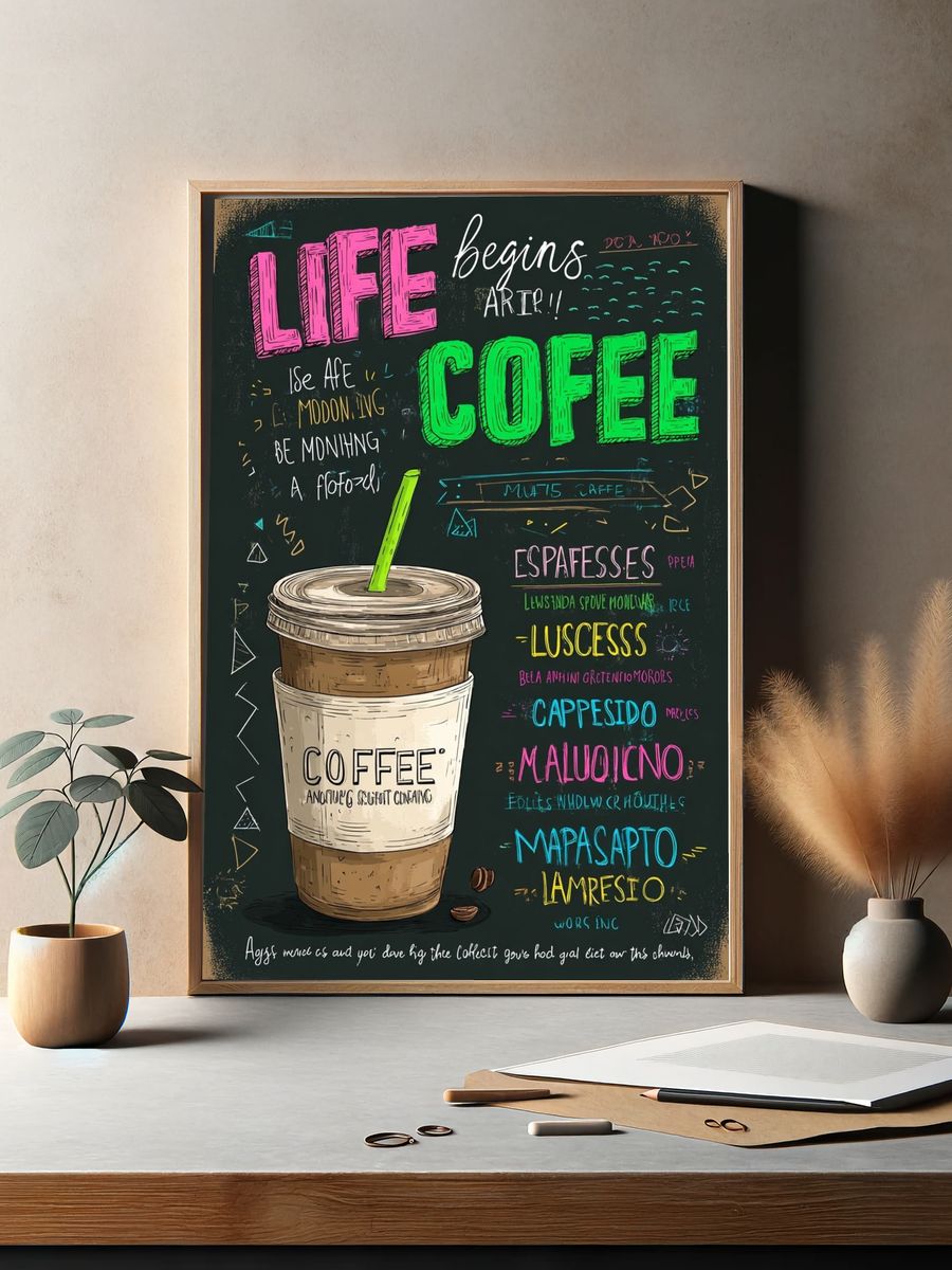 Coffee Life Begins Poster. — room view 2
