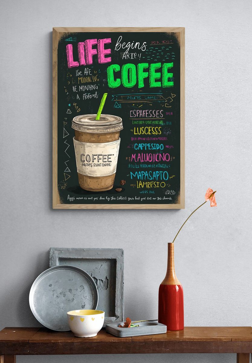 Coffee Life Begins Poster. — room view 3