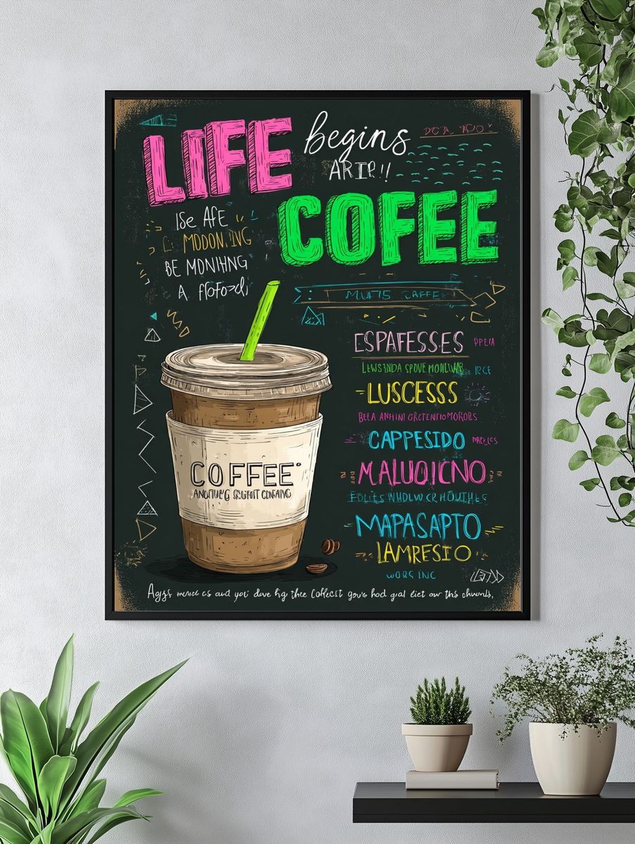 Coffee Life Begins Poster. — room view 4