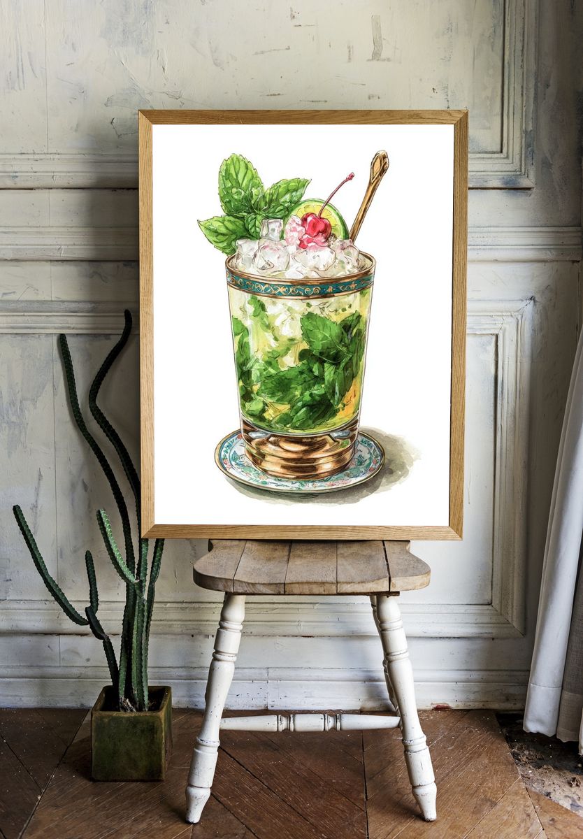 Mint Julep Watercolor Print room preview