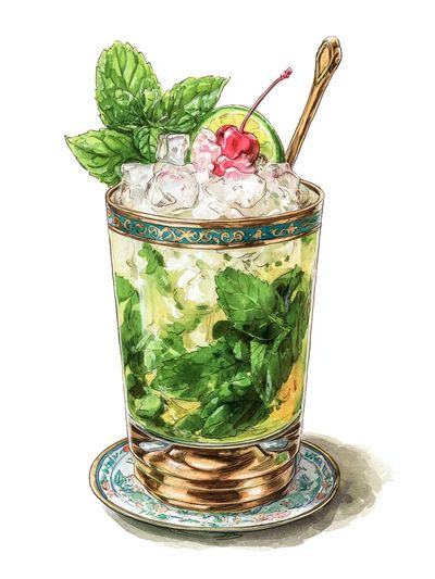 Mint Julep Watercolor Print