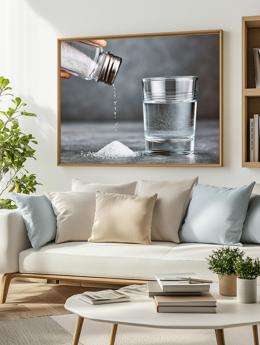 Salt Pouring Still Life Photography Poster. — room view 2