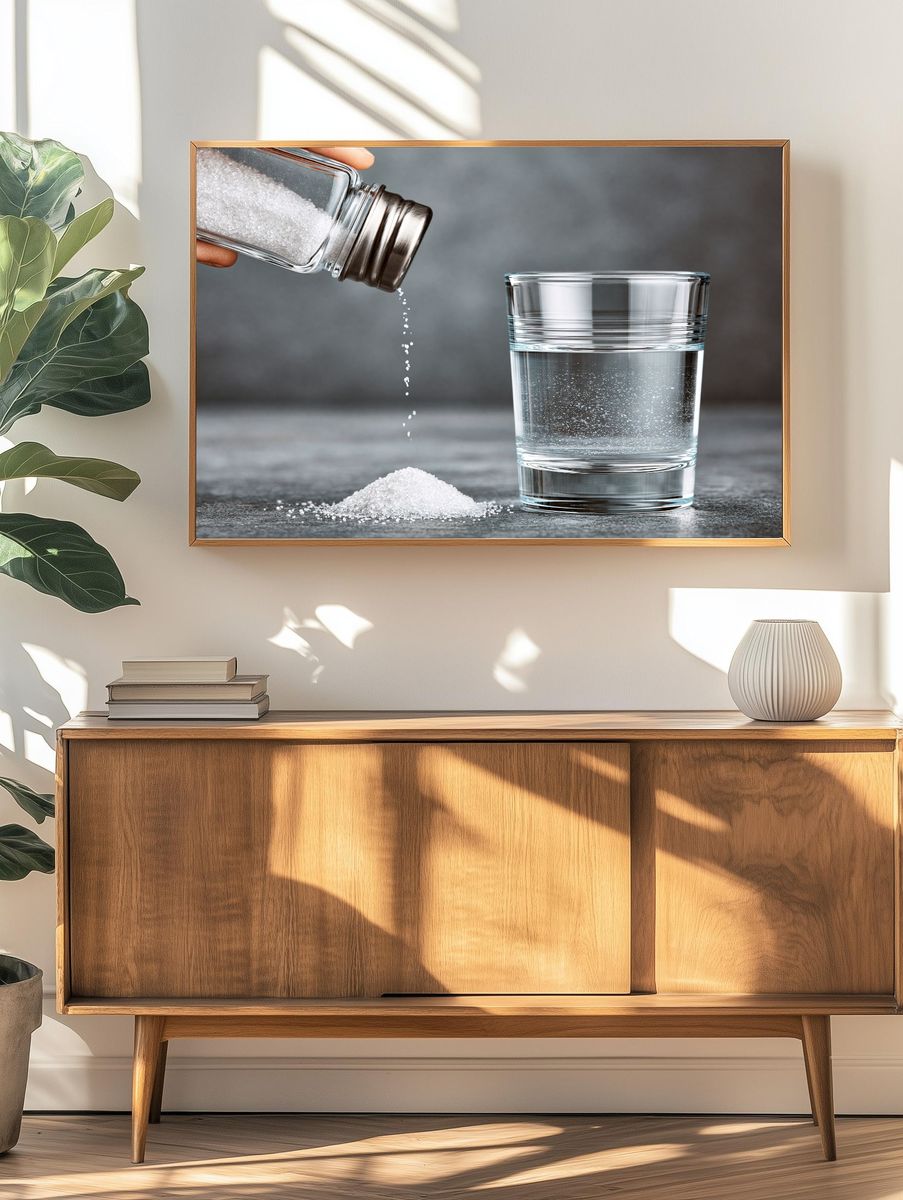 Salt Pouring Still Life Photography Poster. — room view 3