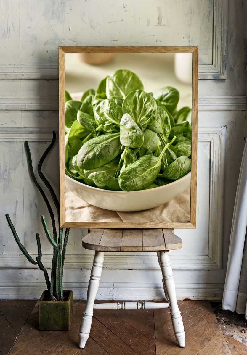 Fresh Spinach Bowl Food-Drink Print. room preview