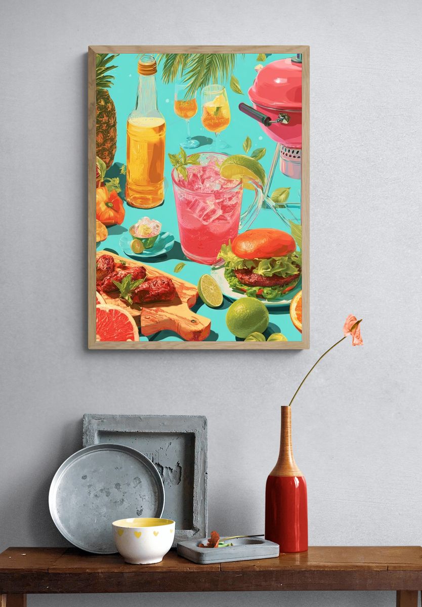 Tropical BBQ Still Life Poster. — room view 3