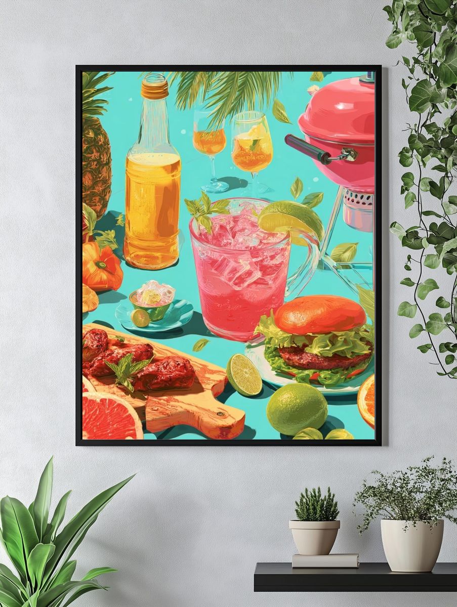 Tropical BBQ Still Life Poster. — room view 4