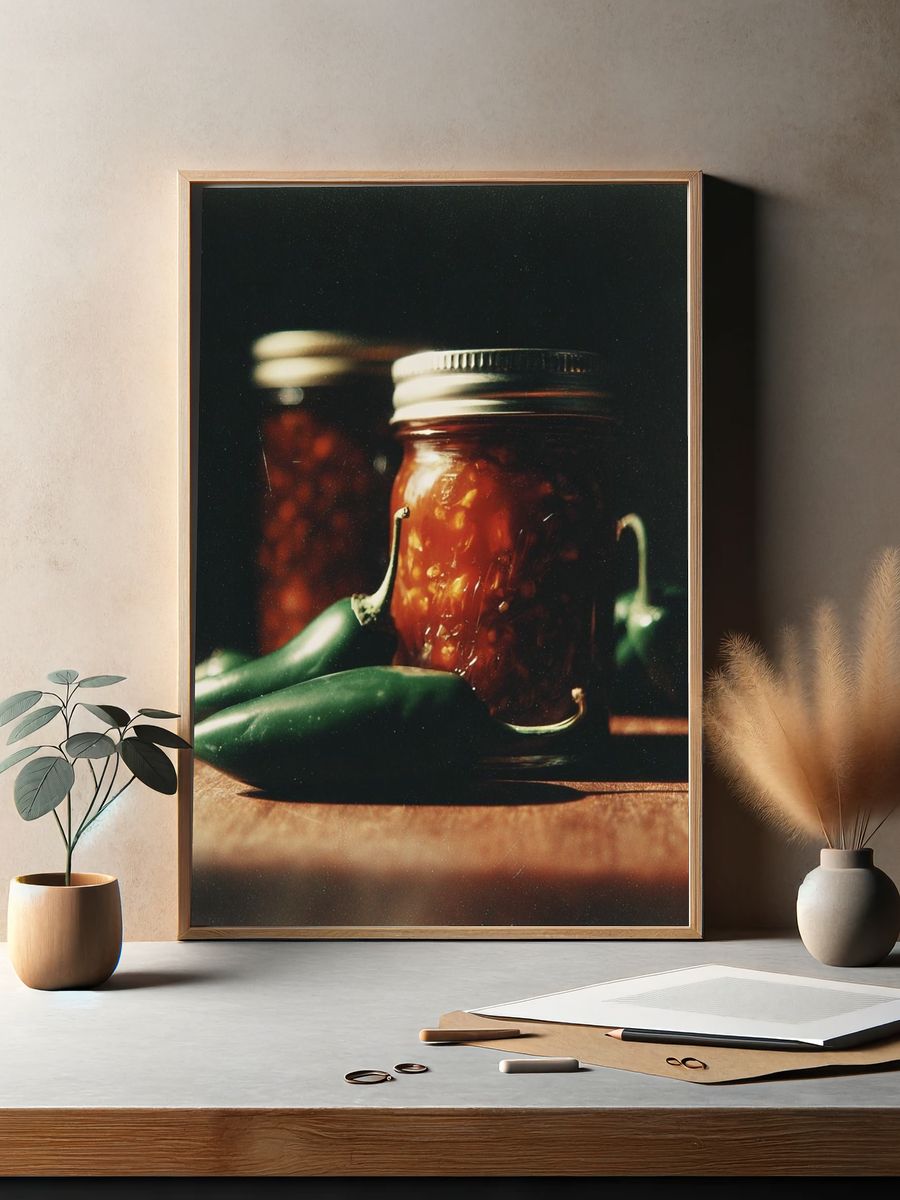 Jalapeño Jar Still Life Poster. — room view 2