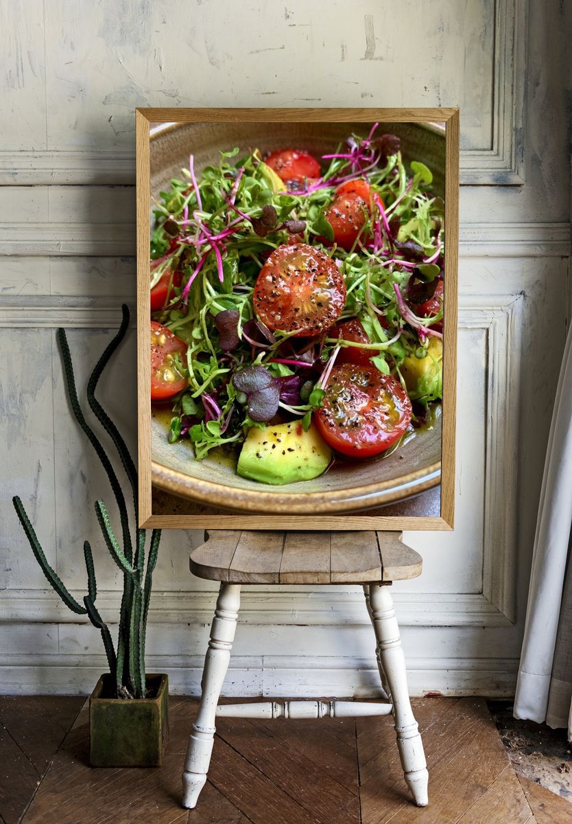 Avocado Tomato Salad Photography Poster. room preview