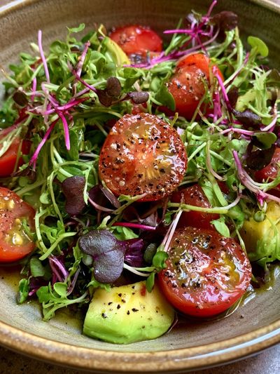 Avocado Tomato Salad Photography Poster. poster