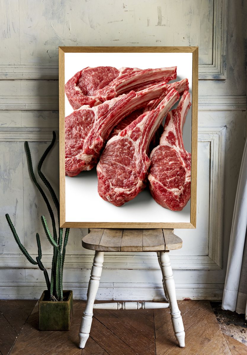 Raw Lamb Chops Food Poster. — room view 1