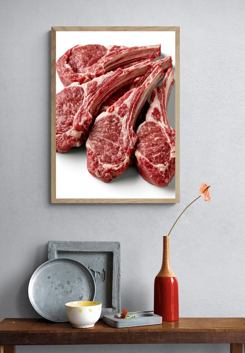 Raw Lamb Chops Food Poster. — room view 3