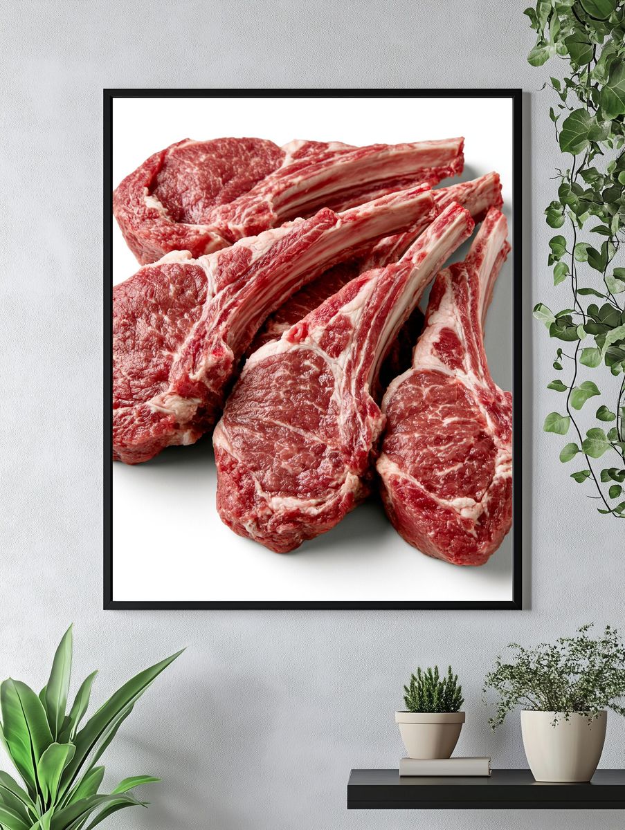 Raw Lamb Chops Food Poster. — room view 4