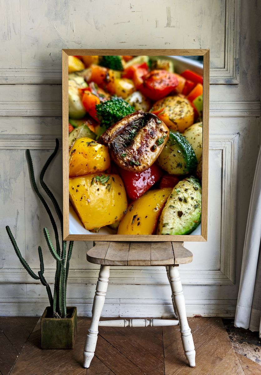 Roasted Vegetables Food-Drink Poster. room preview