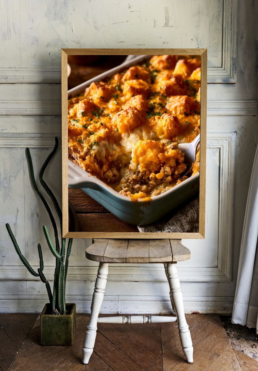 Cheesy Casserole Food-Drink Poster. room preview