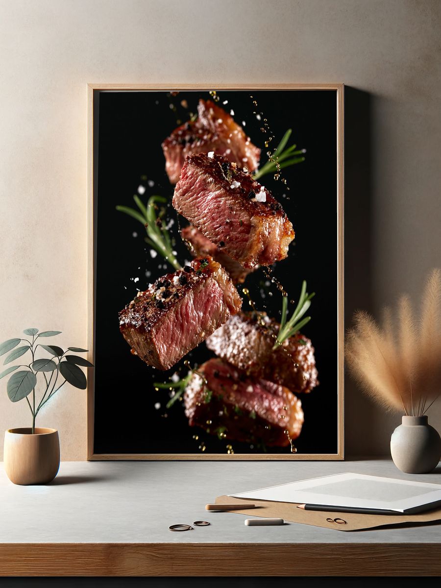 Gourmet Steak Splash Poster. — room view 2