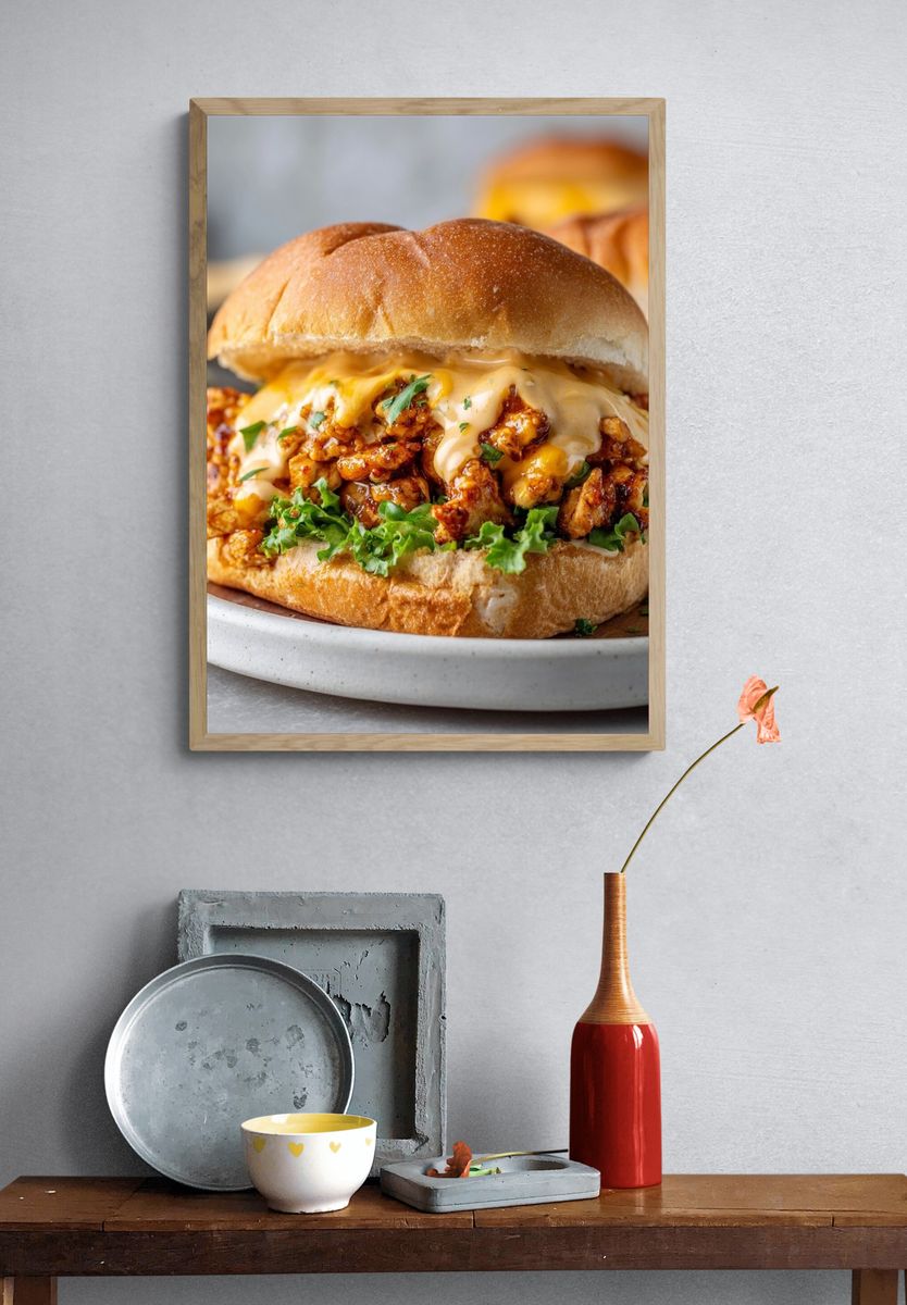 Cheesy Chicken Sandwich Food Print. — room view 3