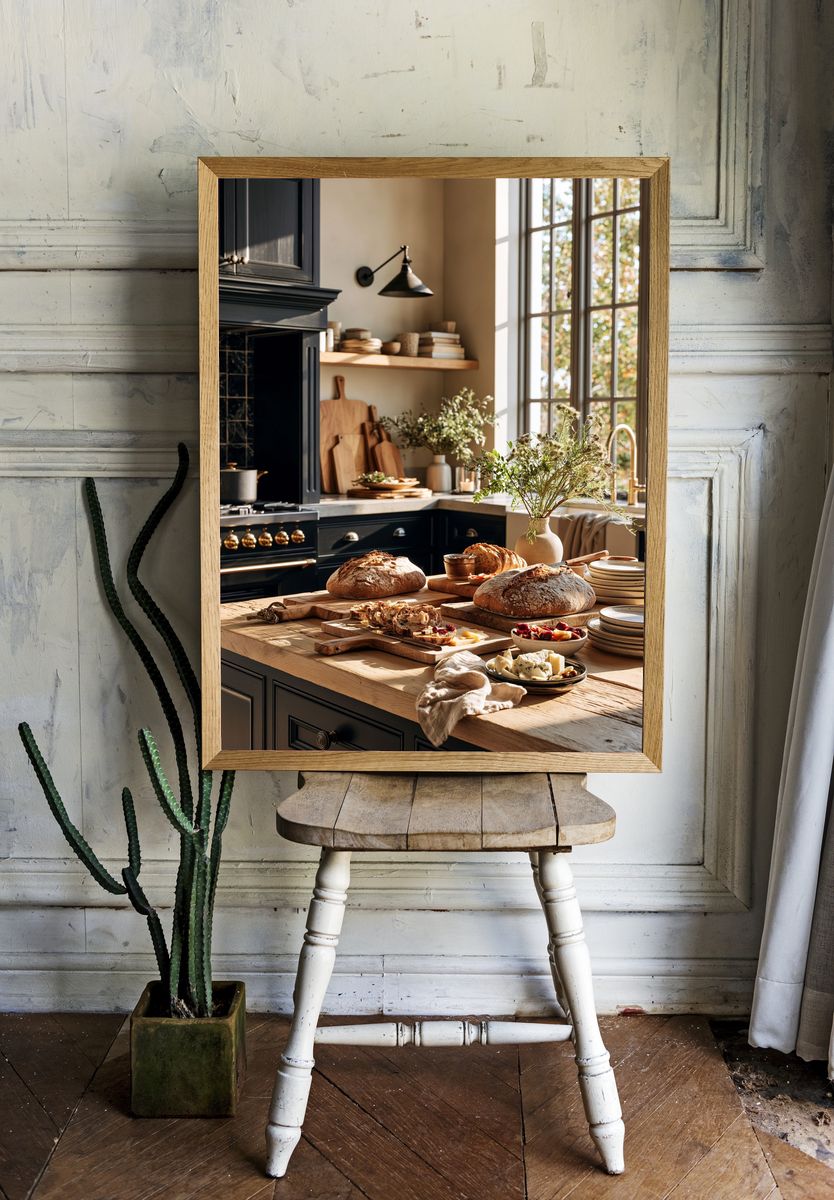 Rustic Kitchen Bread Still Life Print. room preview