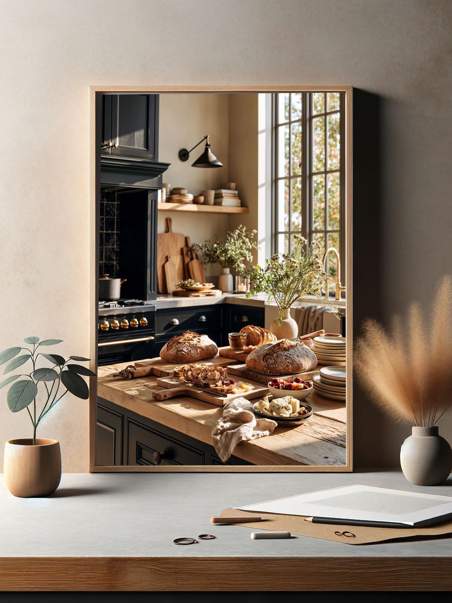 Rustic Kitchen Bread Still Life Print. — room view 2