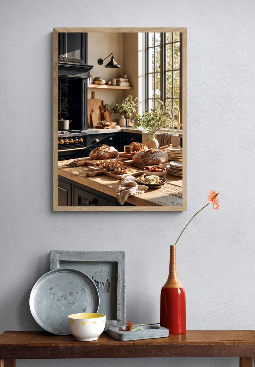 Rustic Kitchen Bread Still Life Print. — room view 3
