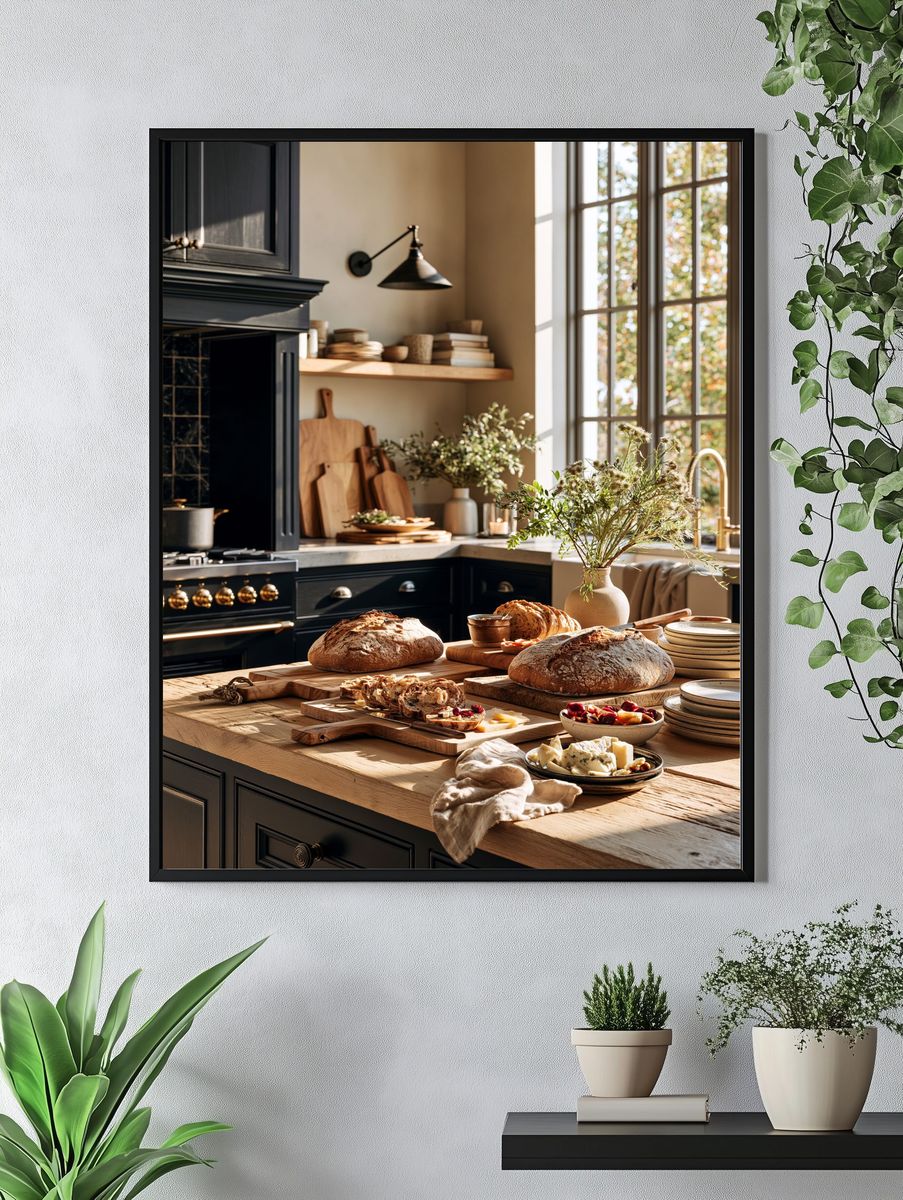 Rustic Kitchen Bread Still Life Print. — room view 4