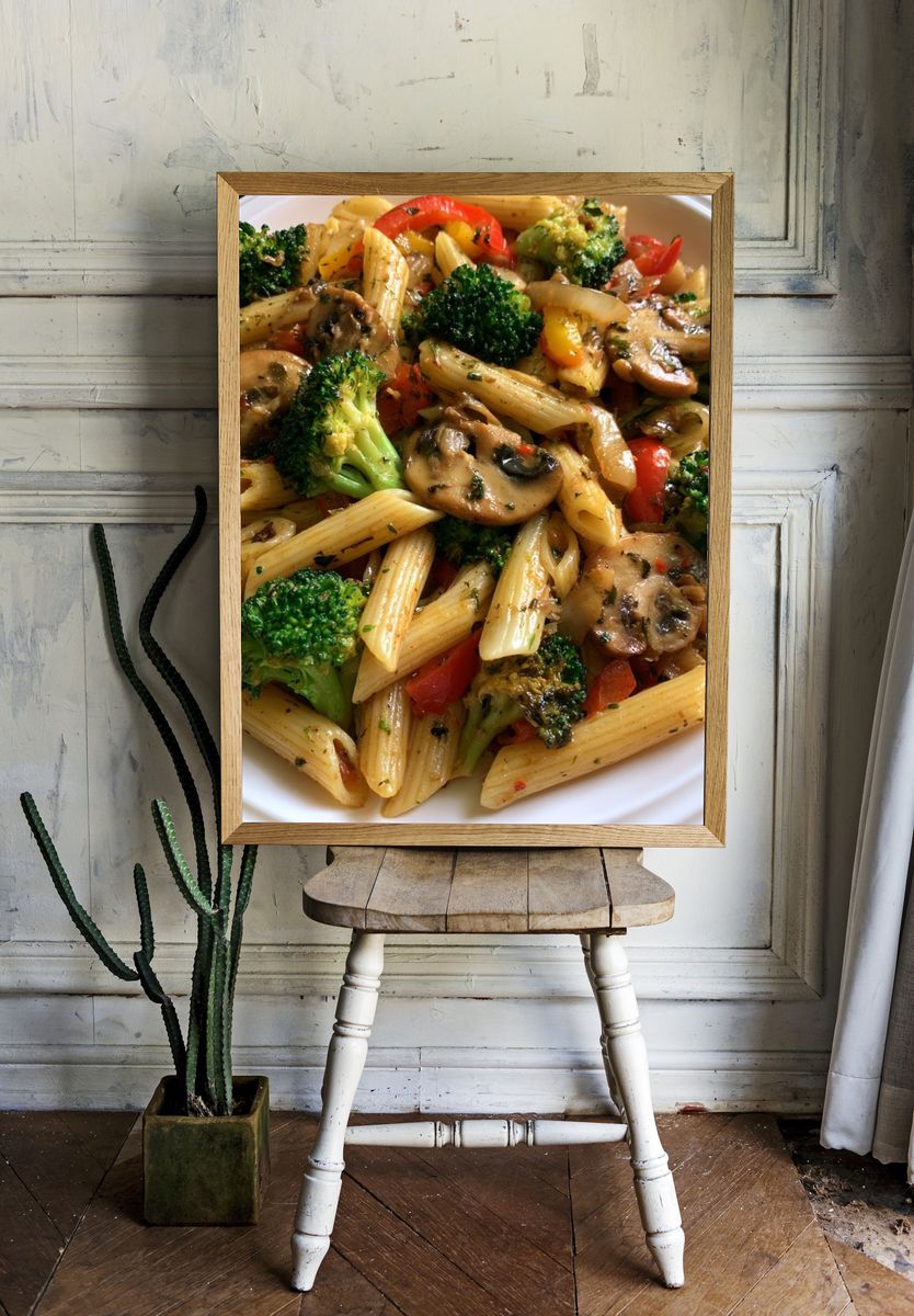 Vegetable Pasta Bowl Food-Drink Print. — room view 1