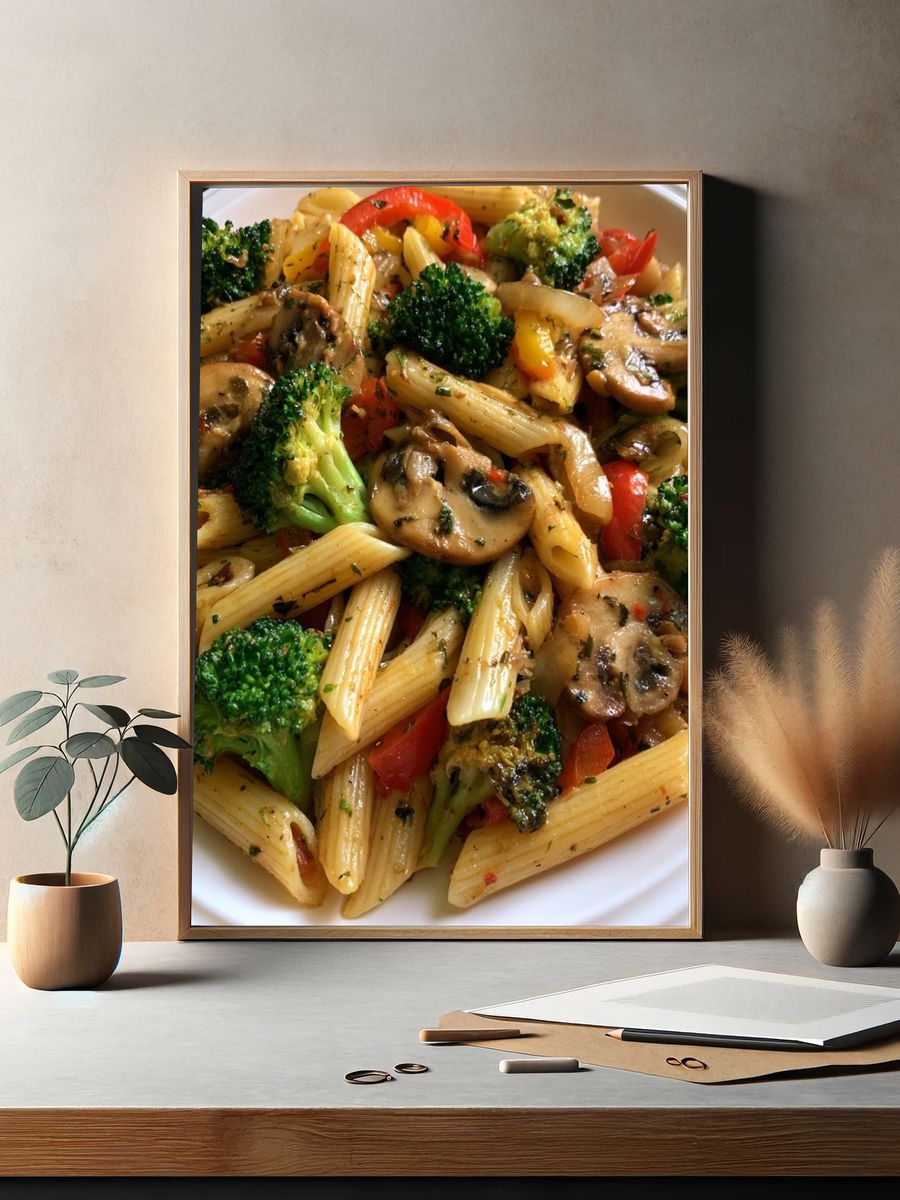 Vegetable Pasta Bowl Food-Drink Print. — room view 2
