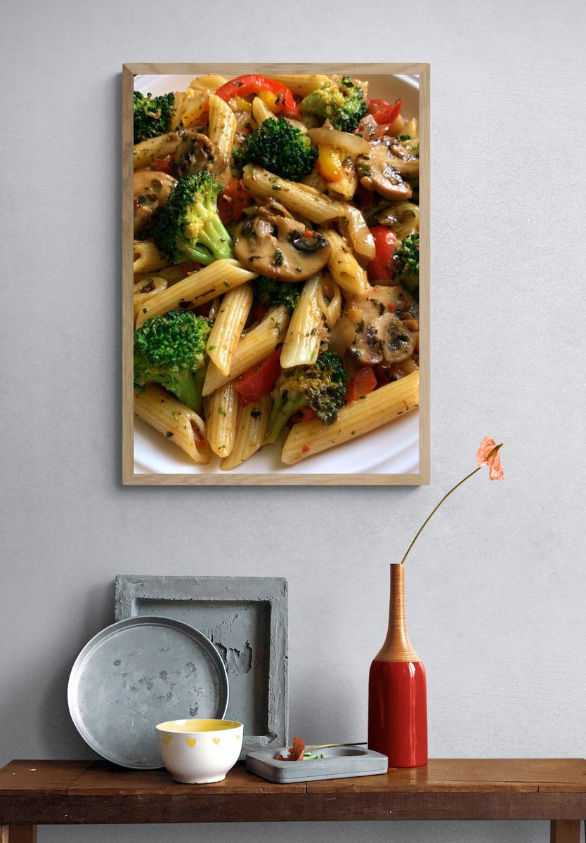 Vegetable Pasta Bowl Food-Drink Print. — room view 3