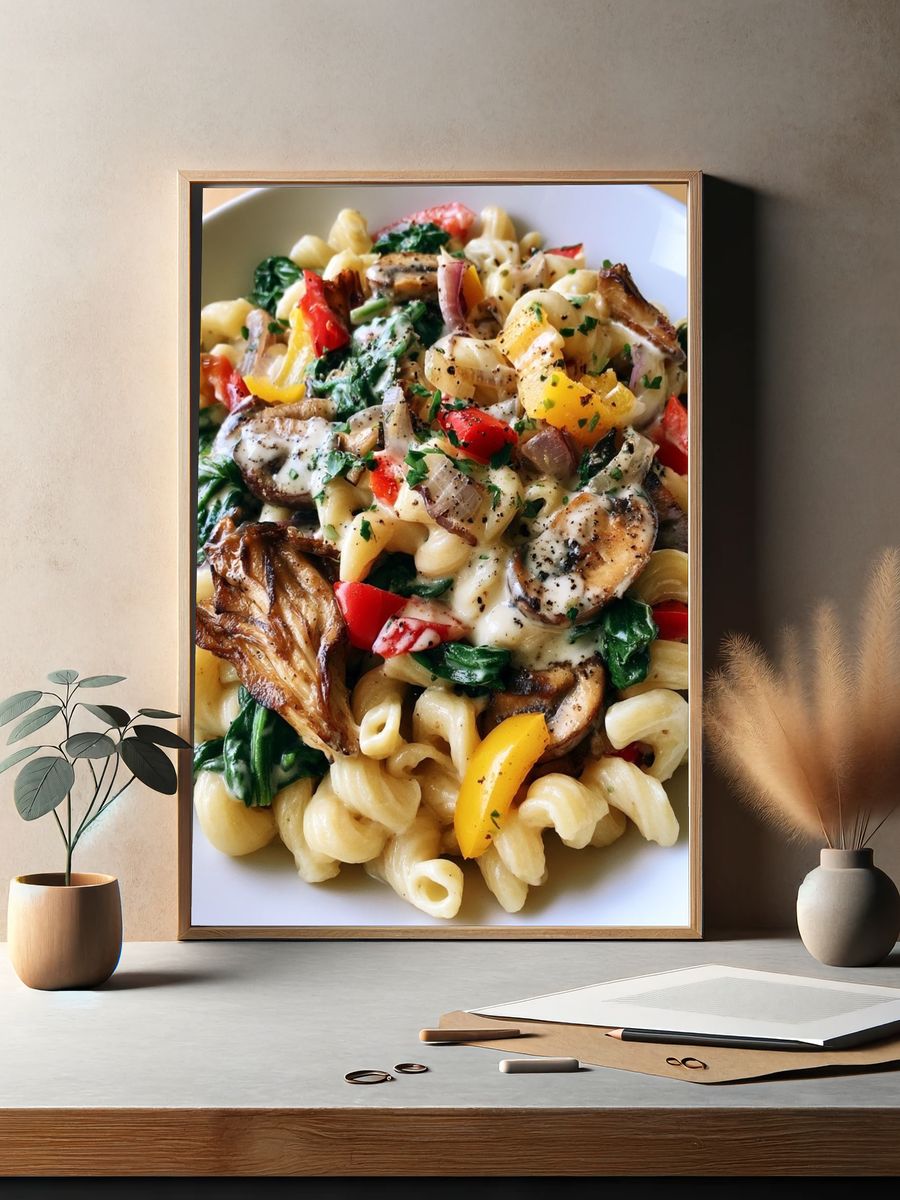 Creamy Pasta Bowl Photography Poster. — room view 2