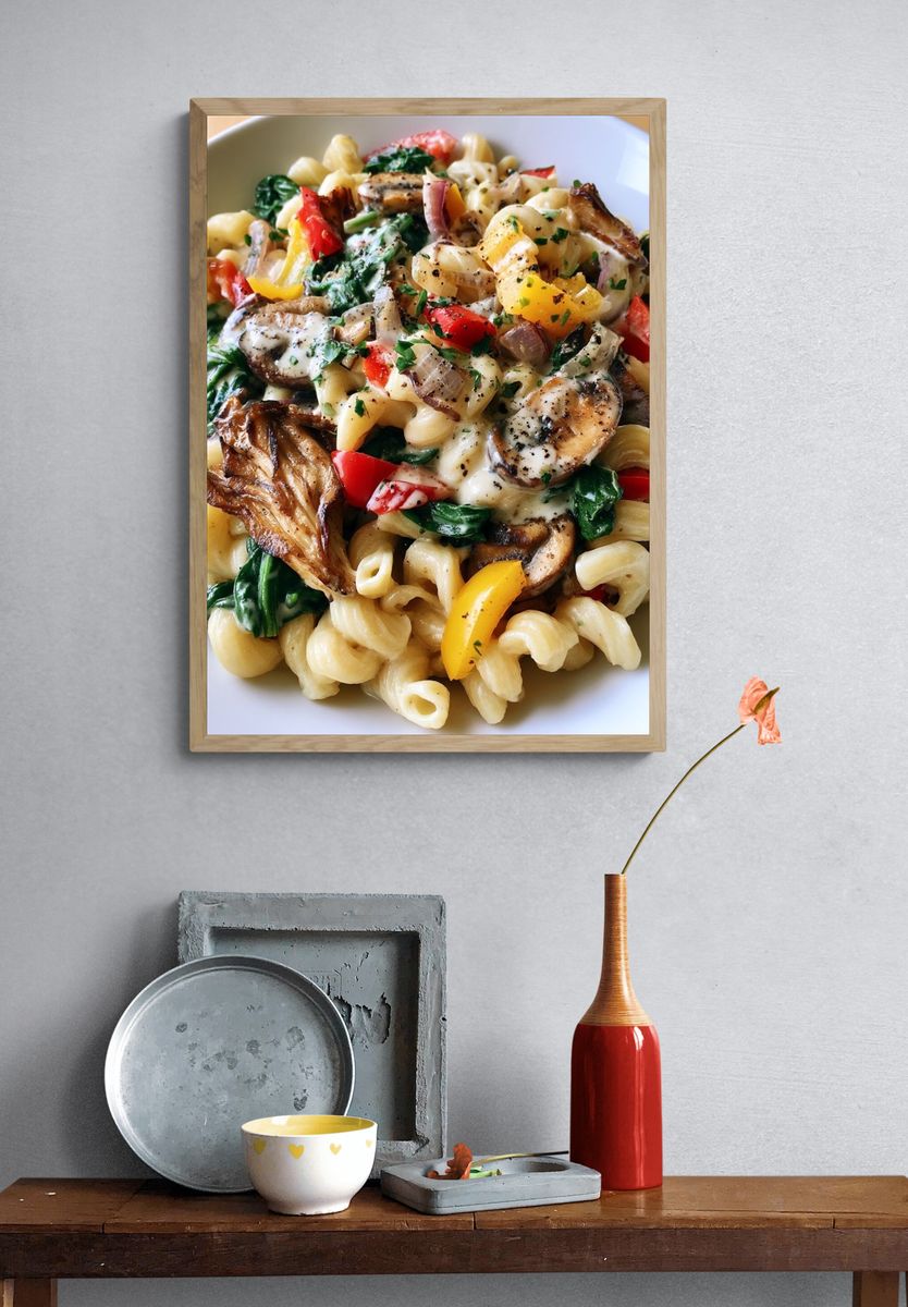 Creamy Pasta Bowl Photography Poster. — room view 3