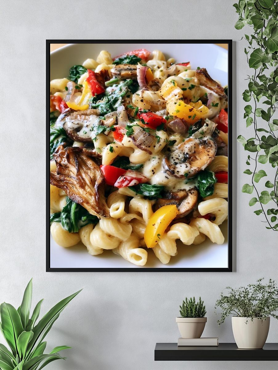 Creamy Pasta Bowl Photography Poster. — room view 4
