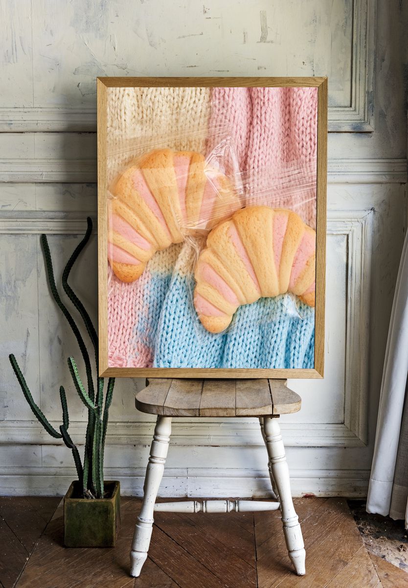 Pastel Croissants Food-Drink Poster. room preview