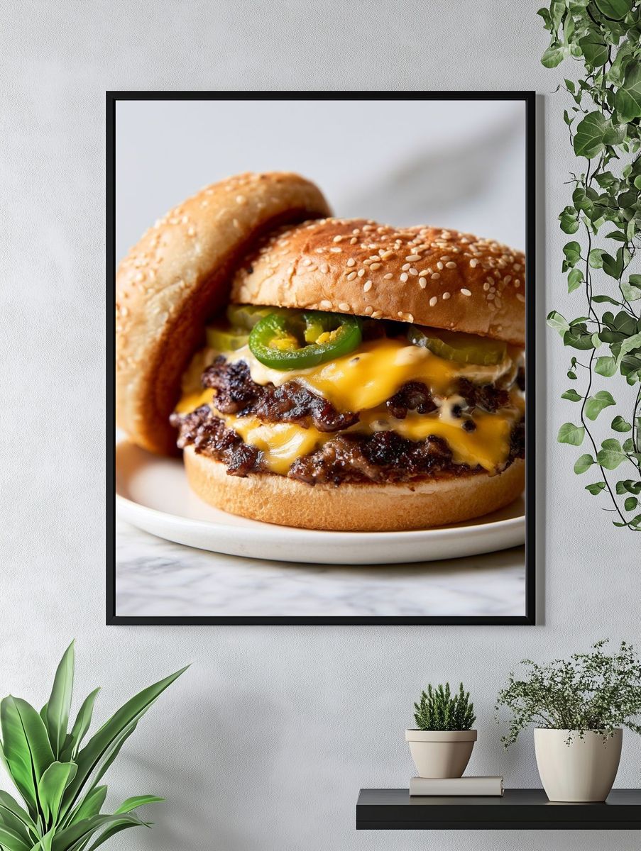 Cheeseburger Food Photography Poster. — room view 4