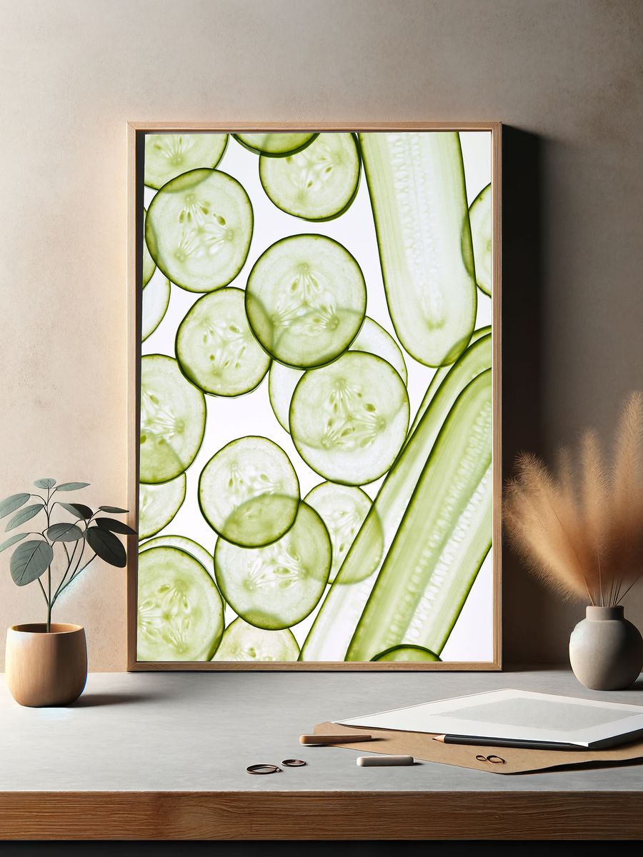 Cucumber Slices Botanical Print. — room view 2