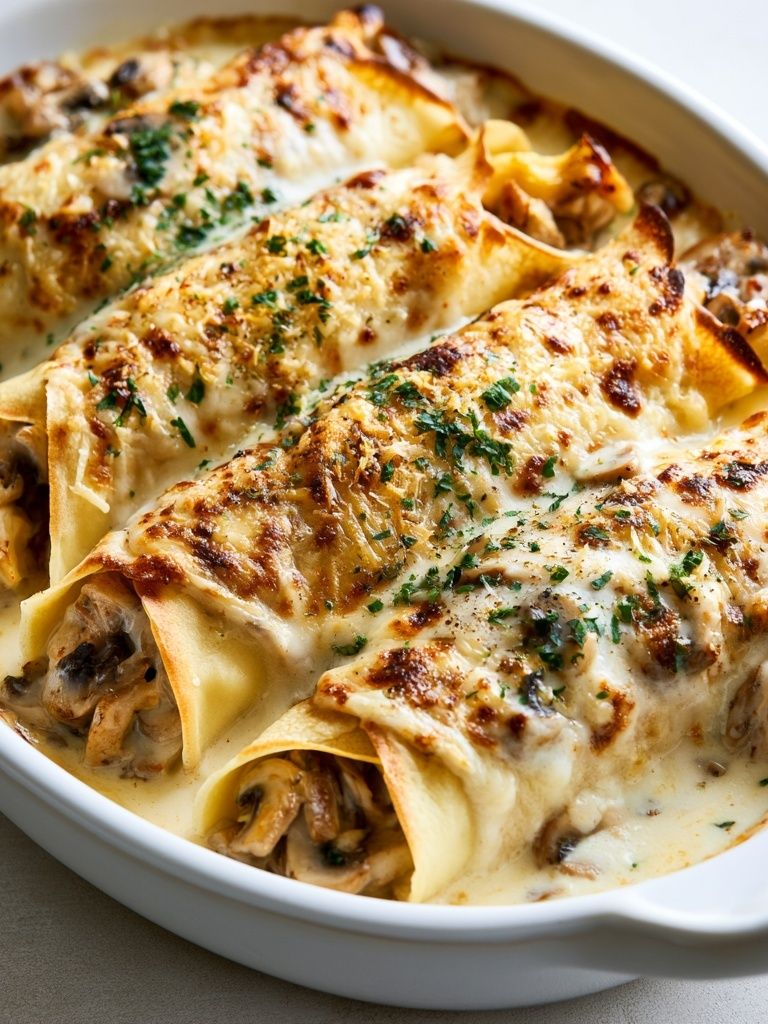 Creamy Mushroom Crepes Food-Drink Poster. poster detail