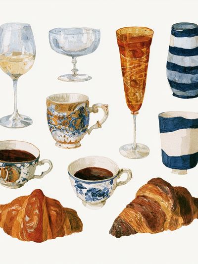 Tea and Pastries Watercolor Print.