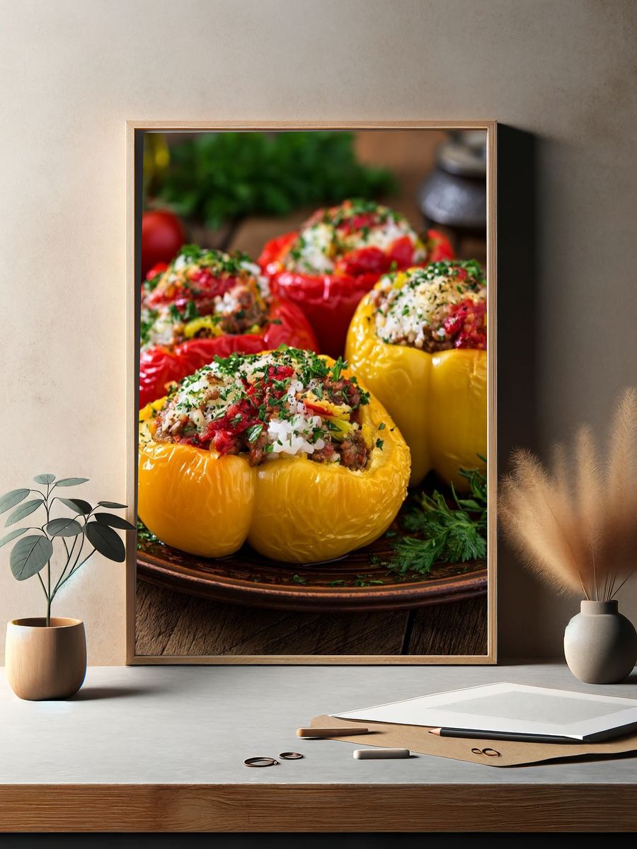 Stuffed Bell Peppers Food-Drink Poster. — room view 2