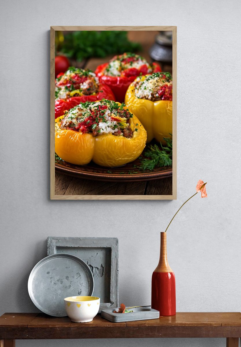 Stuffed Bell Peppers Food-Drink Poster. — room view 3