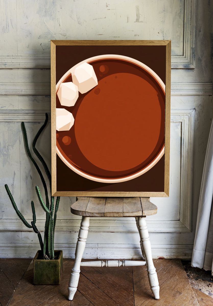Hot Chocolate Cup Illustration Poster. room preview