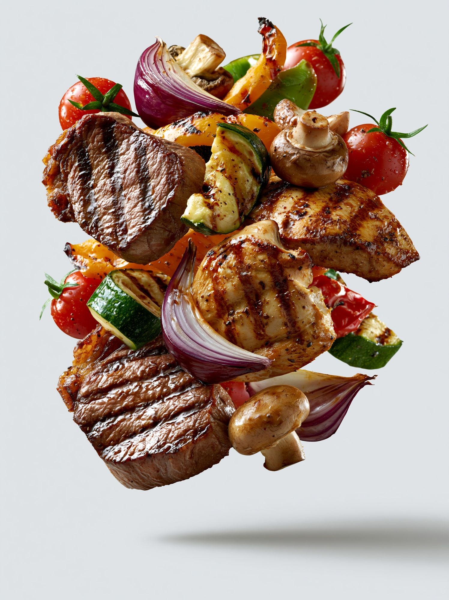Grilled Steak and Vegetables Food Print. poster — food-drink art