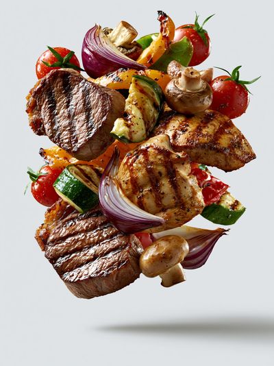 Grilled Steak and Vegetables Food Print.