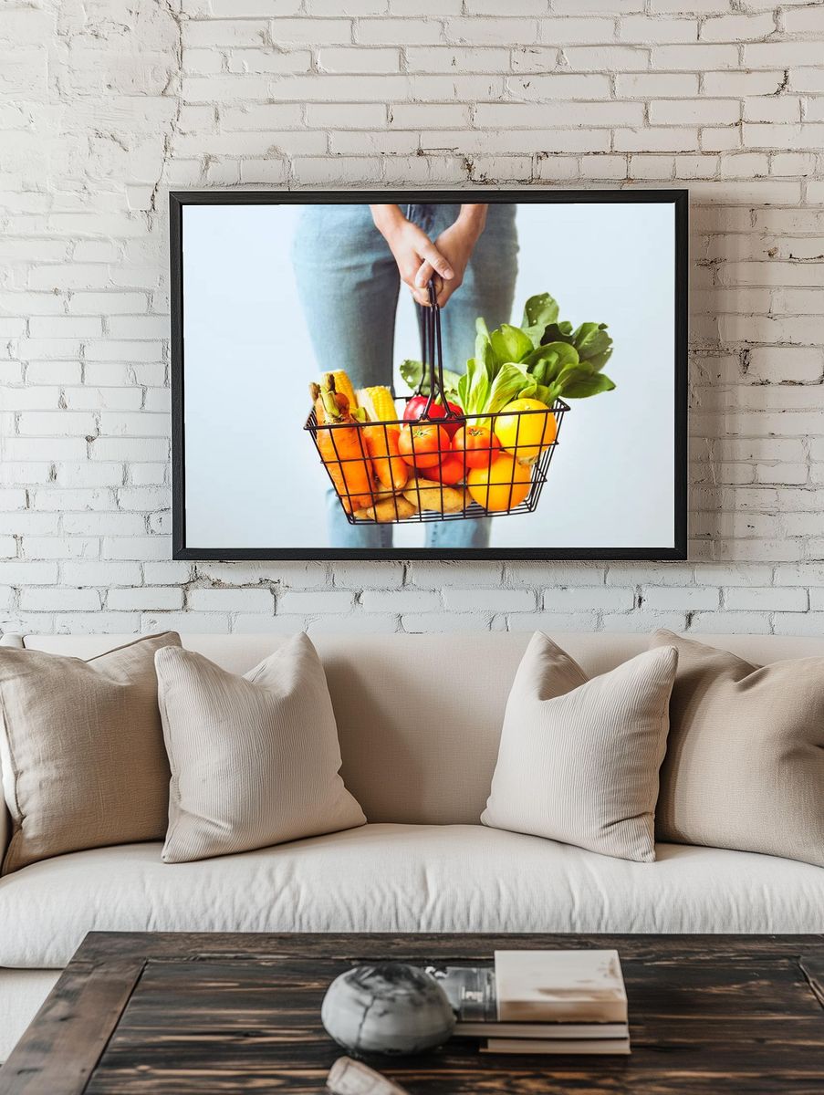 Shopping basket full fruits vegetables. — room view 1