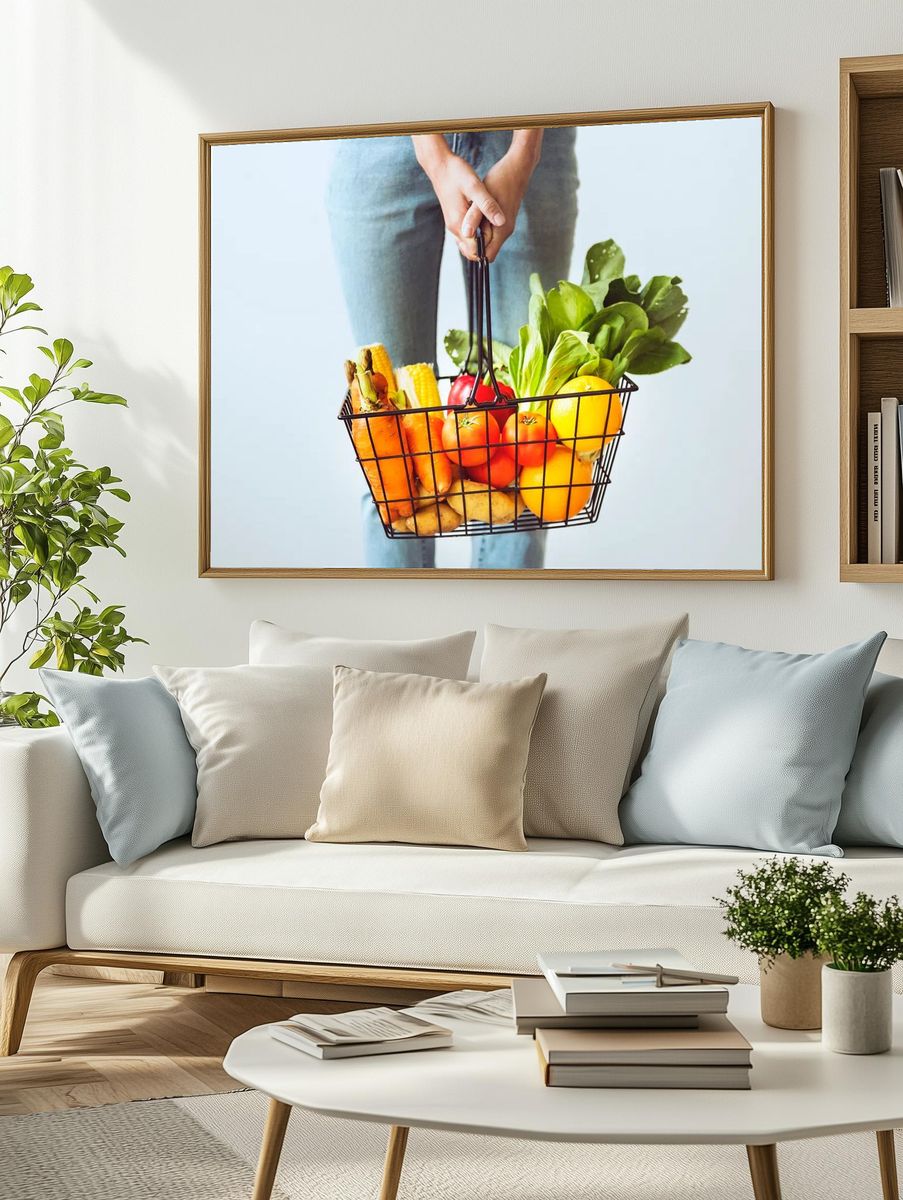 Shopping basket full fruits vegetables. — room view 2