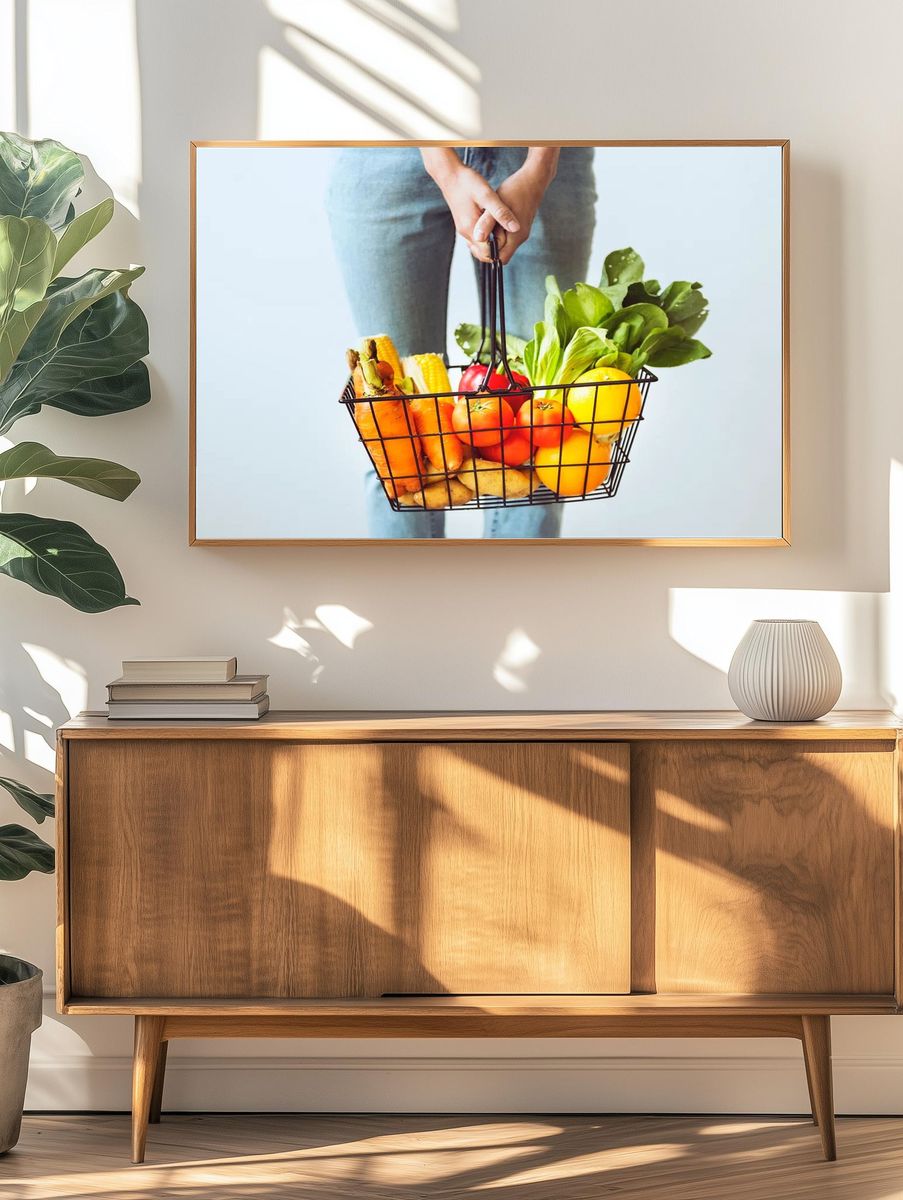 Shopping basket full fruits vegetables. — room view 3