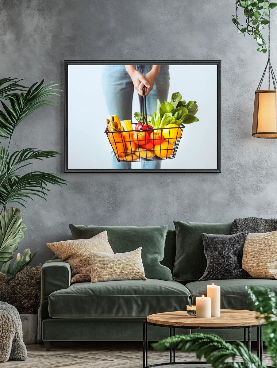 Shopping basket full fruits vegetables. — room view 4