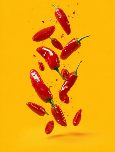 Floating Chili Peppers Photography Poster.