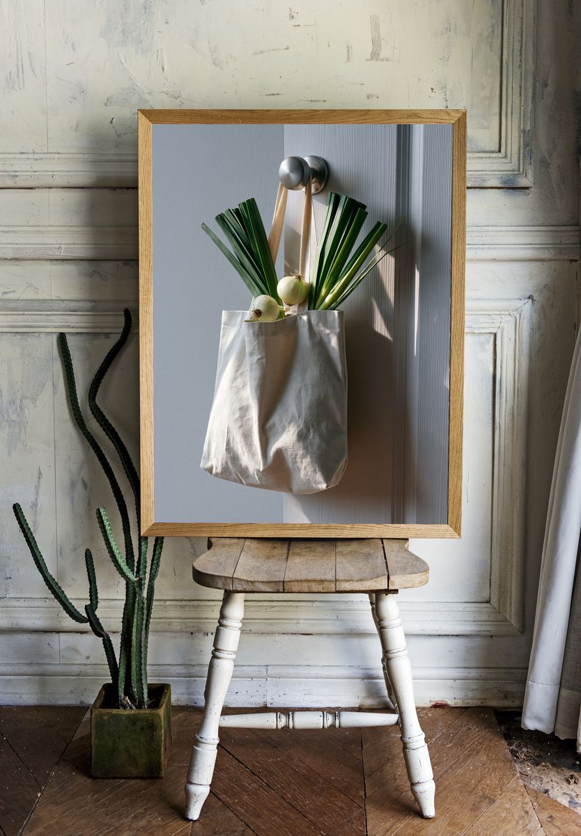 Minimalist Grocery Bag Still Life Poster. — room view 1