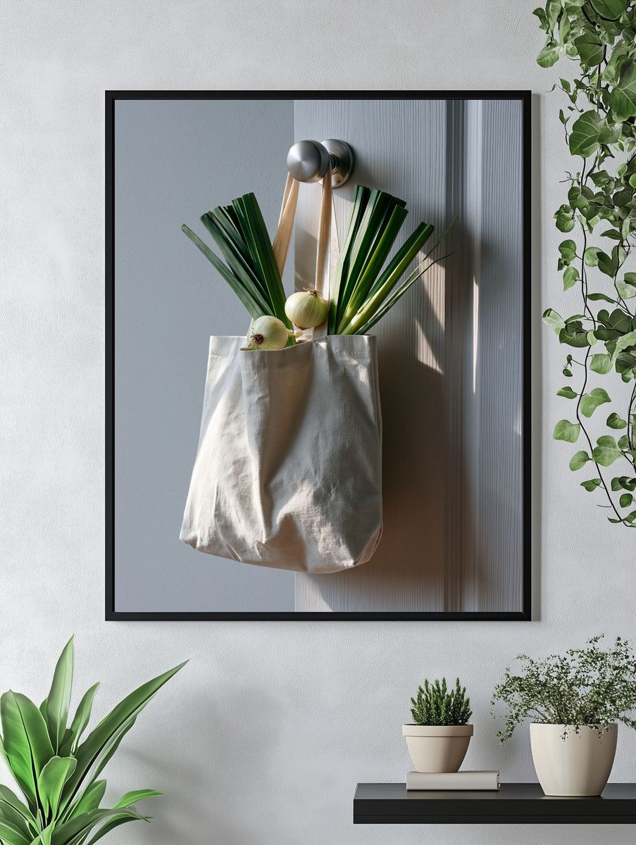 Minimalist Grocery Bag Still Life Poster. — room view 4