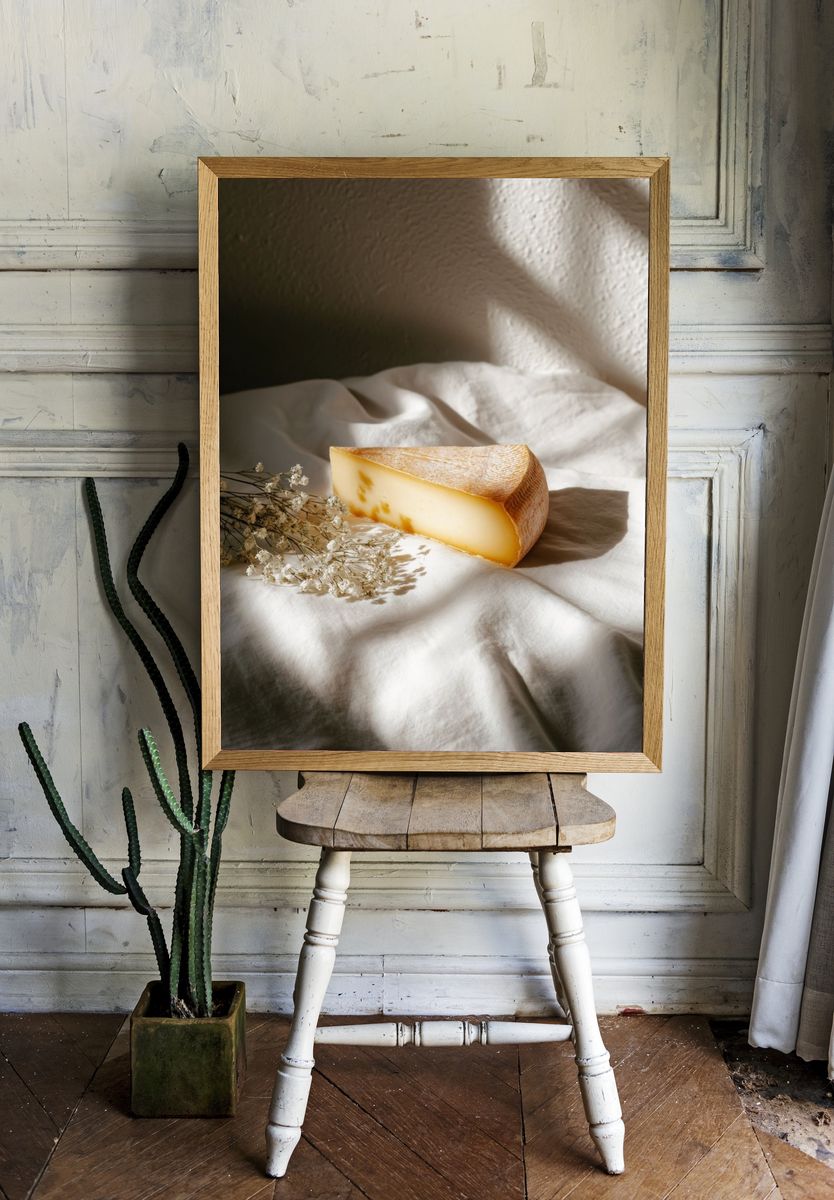 Still Life Cheese and Linen Poster. — room view 1