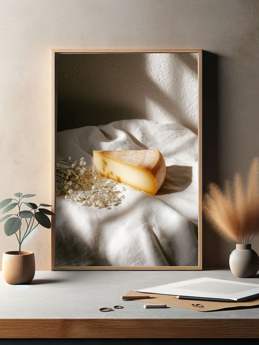 Still Life Cheese and Linen Poster. — room view 2