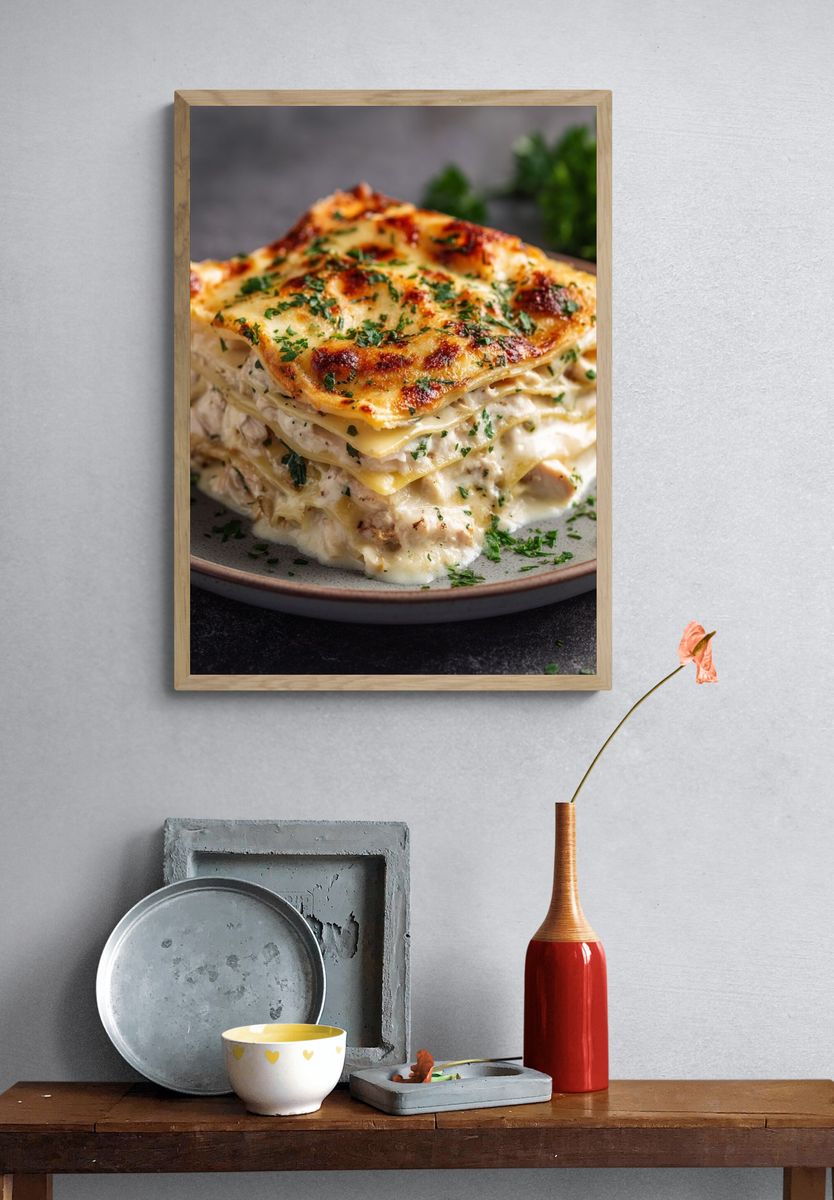 Creamy Chicken Lasagna Food Poster. — room view 3